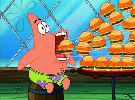 Patrick Star Eating Burgers