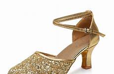 lalamira ankle sparkling leatherette ballroom strap glitter heels dance shoes women loading