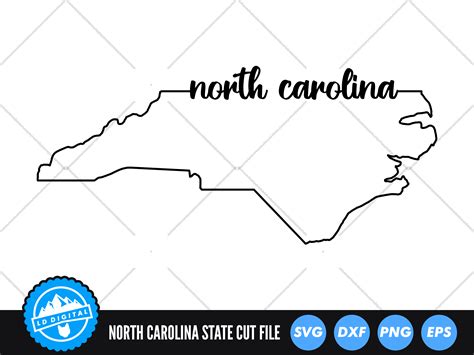 North Carolina Outline with Text SVG Grafika przez lddigital · Creative
