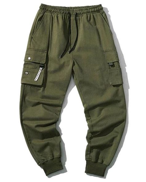 Zaful Drawstring Flap Pockets Cargo Jogger Techwear Pants Xs Army Green