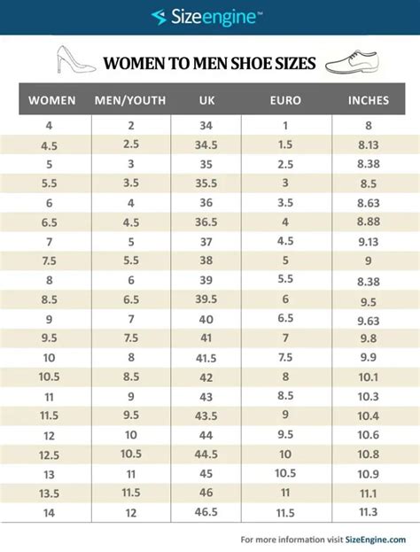 Shoe Conversion Chart Womens To Mens Summafinance Com