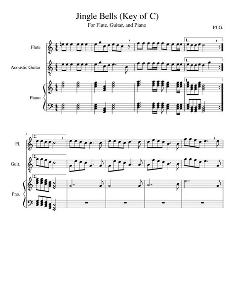 Download and print out free flute sheet music in pdf format here. Jingle Bells (Key of C)-Flute, Guitar, Piano Sheet music for Flute, Piano, Guitar | Download ...