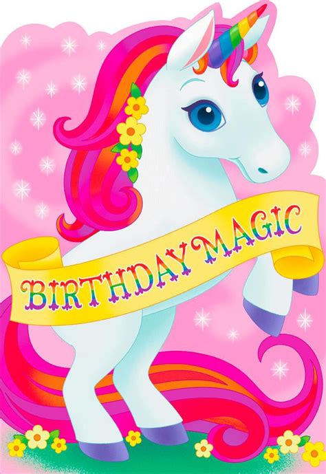 Free printable birthday card with a little extra dimension. Birthday Magic Unicorn Jumbo Birthday Card, 16.25" - Greeting Cards - Hallmark