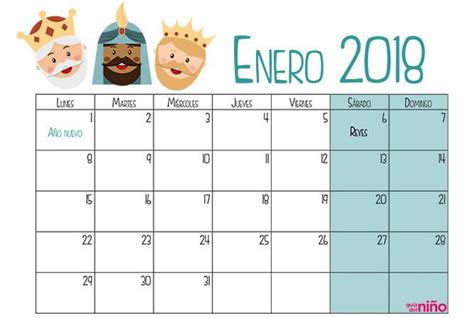 Enero 2018 Calendario Para Niños Calendario Escolar Calendario