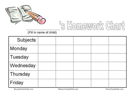 Homework Chart Template