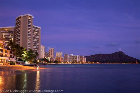 Waikiki Beach At Night Honolulu Hawaii Ron Niebrugge Photography