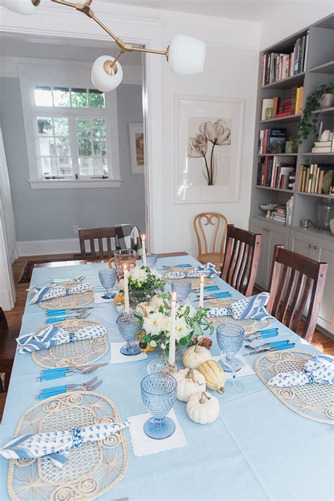 Blue And White Thanksgiving Table Ideas Darling Down South