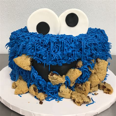 Custom Cookie Monster Cake With Cookie Crumbs Monster Birthday Cakes
