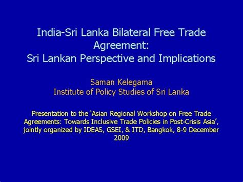 Indiasri Lanka Bilateral Free Trade Agreement Sri Lankan