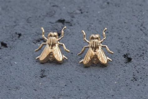 Small Fly Stud Earrings Gold Fly Posts Insect Stud Earrings Etsy
