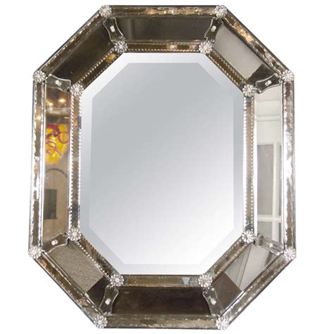 Exquisite Smoked Venetian Glass Mirror With Inset Smoked Panels At 1stdibs