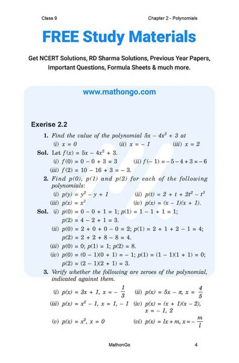 Ncert Solutions For Class 9 Maths Chapter 2 Exercise 22 Mathongo
