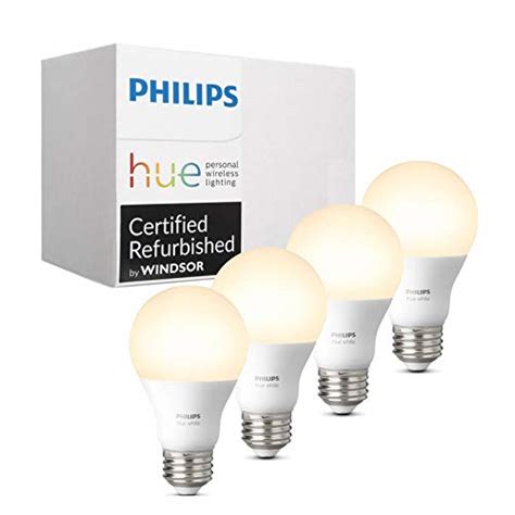 Philips Hue White A19 4 Pack 60w Equivalent Dimmable Led Smart Bulb
