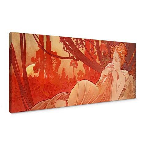 Mucha Dusk Canvas Print Panorama Wall