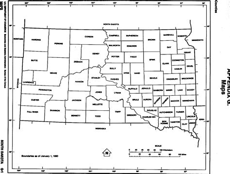 Mapa Blanco Y Negro De Dakota Del Sur Estados Unidos