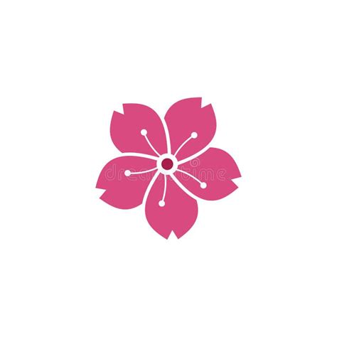 Sakura Flower Icon Logo Vector Stock Vector Illustration Of