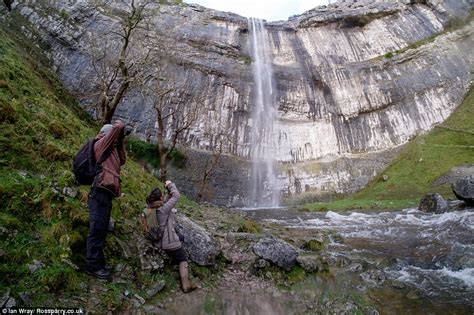 Malham Cove Waterfall Starts To Flow Again After Storm
