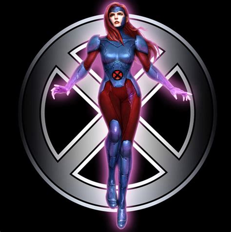 A Woman In A Red And Blue Outfit Standing In Front Of A Peace Sign