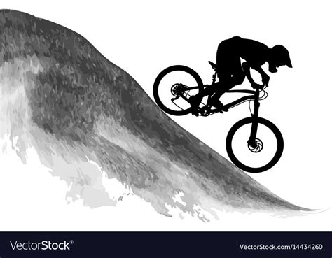 Silhouette Of A Cyclist Riding A Mountain Bike Vector Image