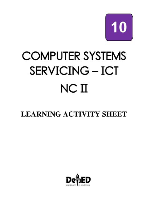 Grade 10 Tle Css Ict 2021 2022 Computer Systems Servicing Ict Nc Ii