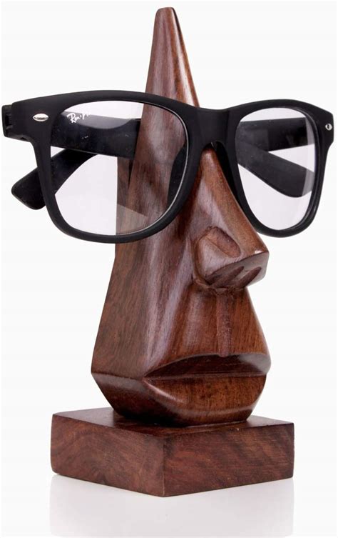 handmade wooden nose shaped eyeglass spectacle holder eyewear retainer sunglasses holder