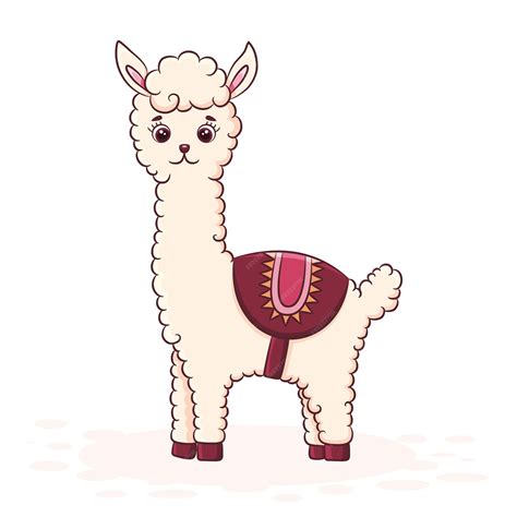 Premium Vector Cute Cartoon Llama Vector Drawing Of A Llama For Print