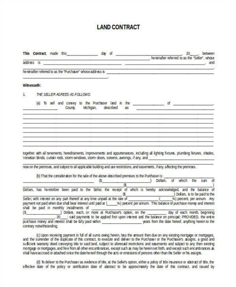 Free Printable Land Contract Forms Printable Free Templates Download