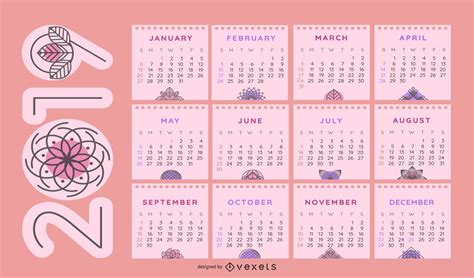 Floral Themed 2019 Calendar Design Vector Download