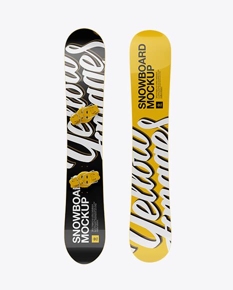 snowboard mockup front  view  vehicle mockups  yellow images object mockups