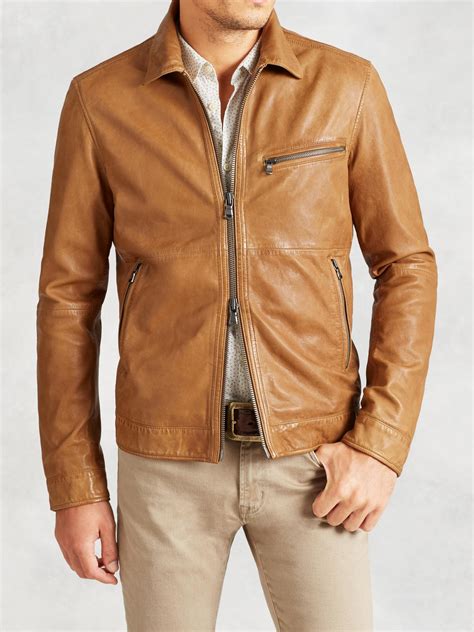 Lyst John Varvatos Leather Motorcycle Jacket In Brown For Men