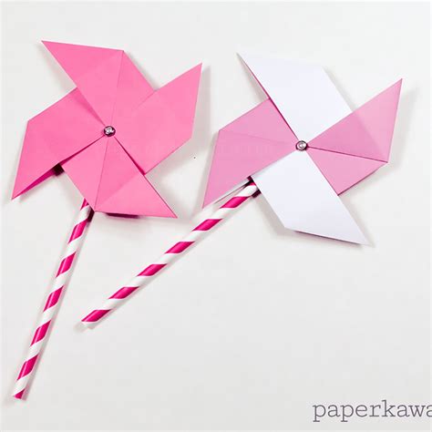 Origami Pinwheel Flowers Tutorial Paper Kawaii