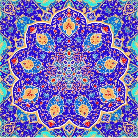 Blue Tile Pattern Islamic Design Wall Mural Wallpaper