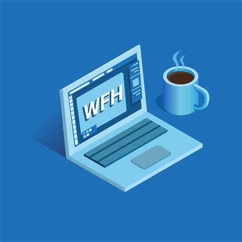 Wfh Work From Home Illustration With Laptop And Coffee Mug In