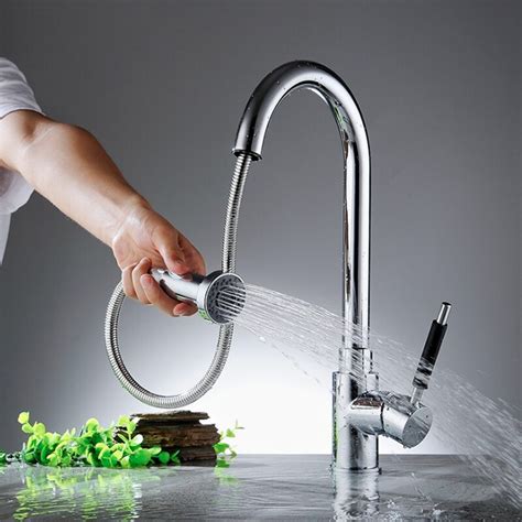 This pull out single hole bathroom faucet sink tap perfectly combines an elegant design with exceptional ergonomics which is a truly innovative faucet solution for a wide variety of kitchen and bath applications. Chrome Pull Out Kitchen Faucets Brass Kitchen Mixer Sink ...