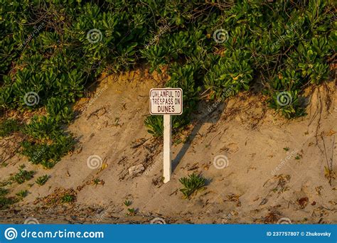 Sand Dunes Protection Sign In Singer Island Florida Stock Image