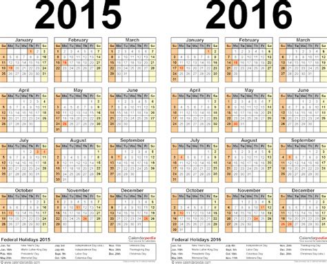 Fiscal Calendars 2016 October 2015 To September 2016