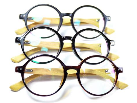 Vintage Retro Handmade Mens Round Wooden Prescription Eyeglasses Frames Rx Ebay
