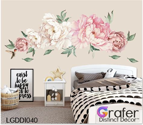 With a large design like this, flip it over and make sure that all of the seams of the vinyl backing paper are all taped together so the backing is all one piece. Peony Flowers Decal, Watercolor Peony Large Self Adhesive ...