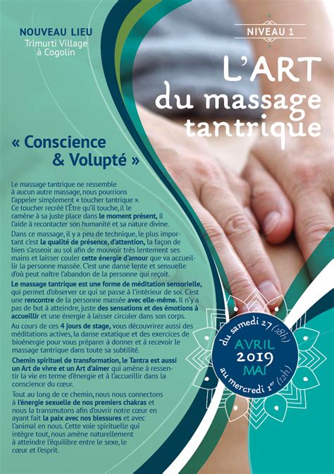 l art du massage tantrique niveau 1 du samedi 27 avril 2019 au mercredi 1 mai 2019