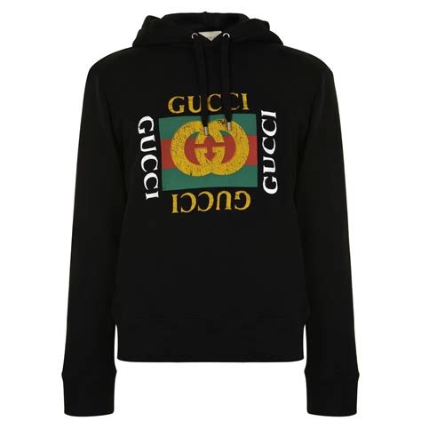 Gucci Logo Printed Cotton Sweatshirt Hoodie In Black For Men Lyst