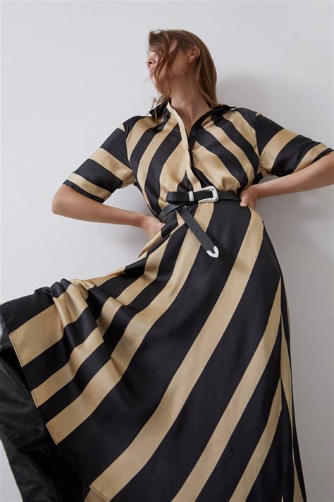 Satin Effect Striped Dress View All Dresses Woman Zara United