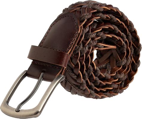 DG Hill Leather Braided Belt For Men Brushed Finish Metal Buckle Amazon Ca Clothing Accessories