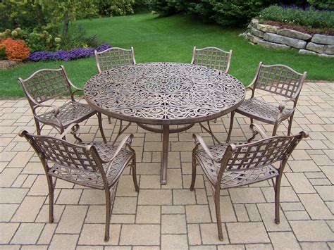Buy round garden & patio tables and get the best deals at the lowest prices on ebay! Oakland Living Aluminum 7 pc. Patio Dining set w/ 60-inch ...