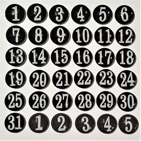 Black And White Numbers Planner Numbers Black Calendar Magnets