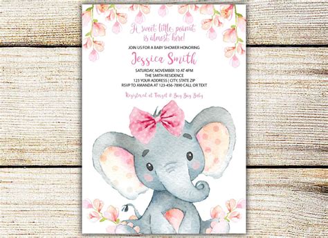 Shutterfly makes it super simple and fun to design baby shower invitations that will get in the hands of your loved ones without a hitch. Elephant Baby Shower Invitation Girl, Baby Elephant Girl ...