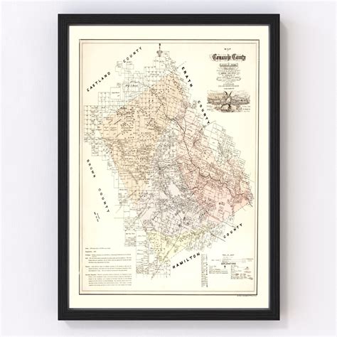 Vintage Map Of Comanche County Texas 1876 By Teds Vintage Art