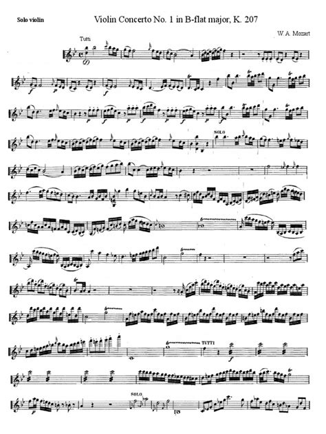 Violin Concerto No 1 In B Flat Major K 207 Pdf Concerto Symphony Orchestras