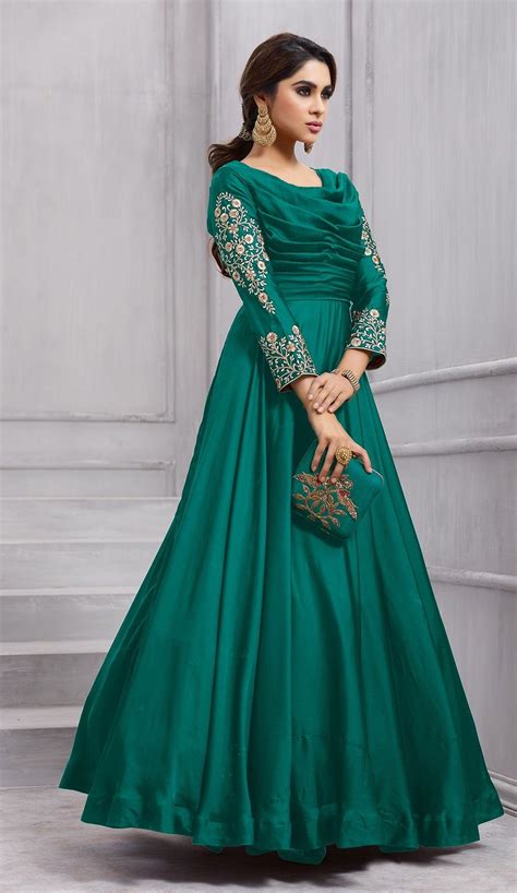 Green Silk Designer Gown 618466 Gown Party Wear Designer Gowns