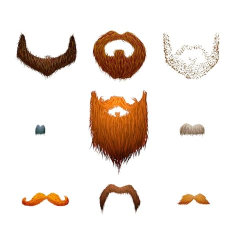 Premium Vector Set Of Detailed Cartoon Mustaches And Beards On White