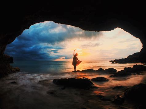 Girl Dancing In Beach Cave Image Id 209987 Image Abyss